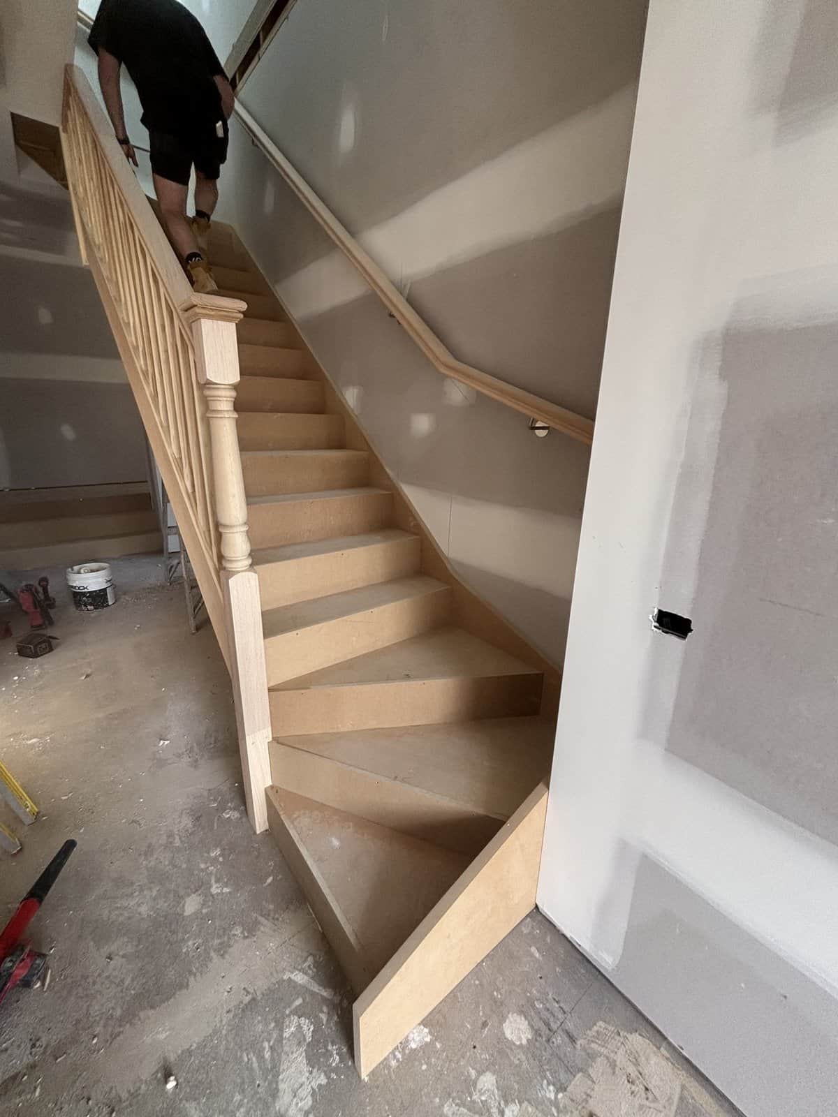 Period staircase restoration with traditional turned newel posts in Malvern